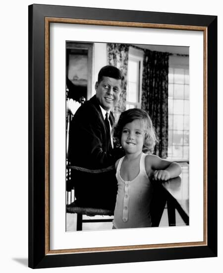 Sen. John Kennedy with Daughter Caroline After Democratic Party Named Him 1960 Pres. Candidate-Alfred Eisenstaedt-Framed Photographic Print