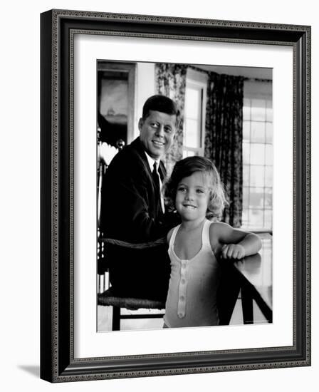 Sen. John Kennedy with Daughter Caroline After Democratic Party Named Him 1960 Pres. Candidate-Alfred Eisenstaedt-Framed Photographic Print