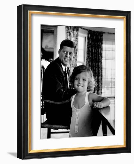 Sen. John Kennedy with Daughter Caroline After Democratic Party Named Him 1960 Pres. Candidate-Alfred Eisenstaedt-Framed Photographic Print