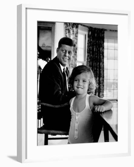 Sen. John Kennedy with Daughter Caroline After Democratic Party Named Him 1960 Pres. Candidate-Alfred Eisenstaedt-Framed Photographic Print