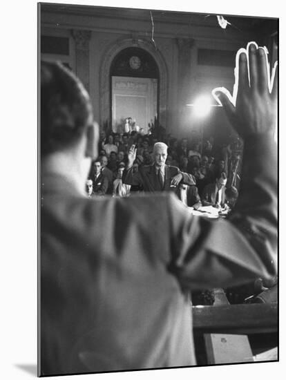 Sen. Joseph McCarthy Swearing in Hearing on Communisn where Hammet Suspected of Being a Communist-Hank Walker-Mounted Premium Photographic Print