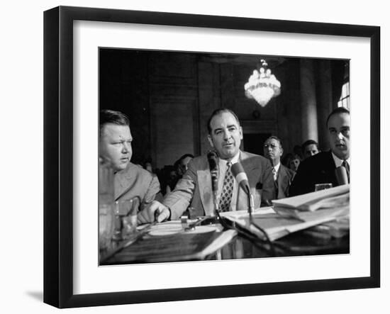 Sen. Joseph R. McCarthy Sitting with His Lawyer Roy M. Cohn During the Army-McCarthy Hearings-Yale Joel-Framed Photographic Print