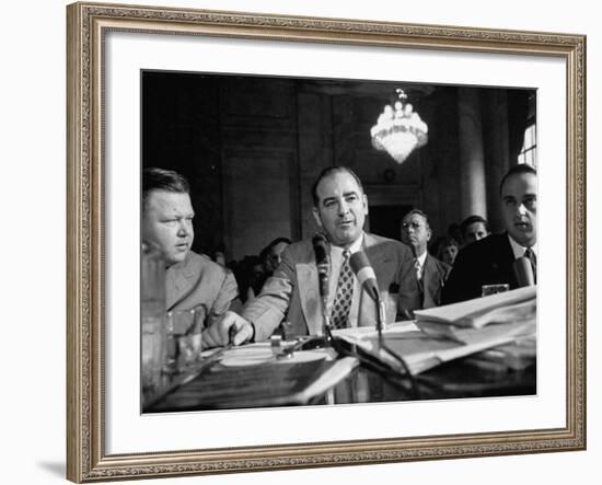 Sen. Joseph R. McCarthy Sitting with His Lawyer Roy M. Cohn During the Army-McCarthy Hearings-Yale Joel-Framed Photographic Print