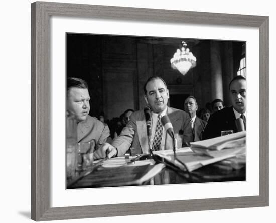 Sen. Joseph R. McCarthy Sitting with His Lawyer Roy M. Cohn During the Army-McCarthy Hearings-Yale Joel-Framed Photographic Print