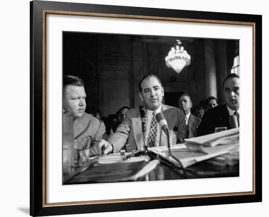 Sen. Joseph R. McCarthy Sitting with His Lawyer Roy M. Cohn During the Army-McCarthy Hearings-Yale Joel-Framed Photographic Print