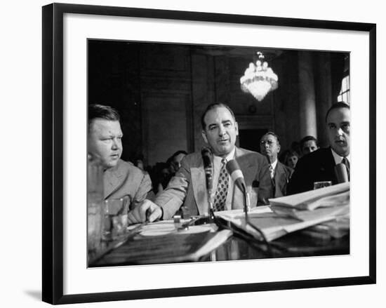 Sen. Joseph R. McCarthy Sitting with His Lawyer Roy M. Cohn During the Army-McCarthy Hearings-Yale Joel-Framed Photographic Print