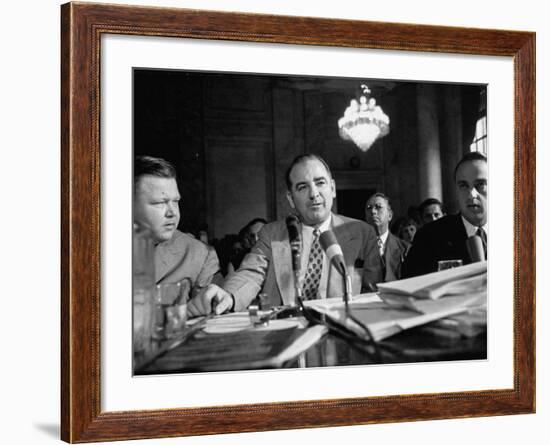 Sen. Joseph R. McCarthy Sitting with His Lawyer Roy M. Cohn During the Army-McCarthy Hearings-Yale Joel-Framed Photographic Print