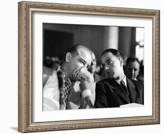 Sen. Joseph R. McCarthy Talking with His Lawyer Roy M. Cohn in the Army-McCarthy Hearings-Yale Joel-Framed Photographic Print