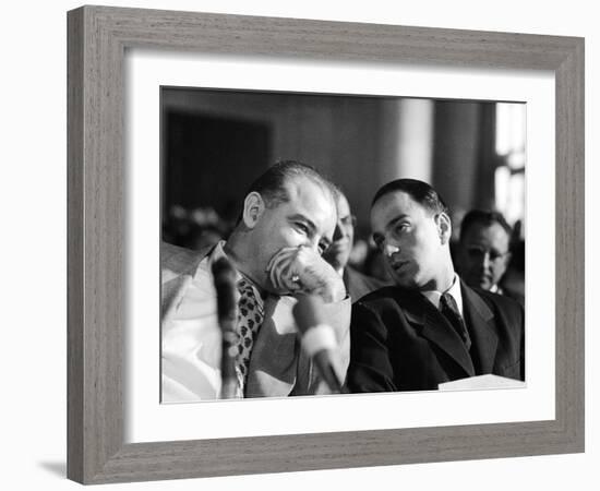 Sen. Joseph R. McCarthy Talking with His Lawyer Roy M. Cohn in the Army-McCarthy Hearings-Yale Joel-Framed Photographic Print