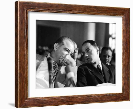 Sen. Joseph R. McCarthy Talking with His Lawyer Roy M. Cohn in the Army-McCarthy Hearings-Yale Joel-Framed Photographic Print