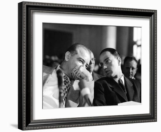 Sen. Joseph R. McCarthy Talking with His Lawyer Roy M. Cohn in the Army-McCarthy Hearings-Yale Joel-Framed Photographic Print