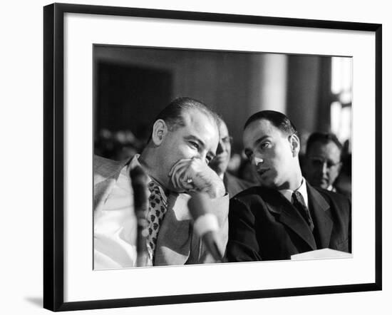 Sen. Joseph R. McCarthy Talking with His Lawyer Roy M. Cohn in the Army-McCarthy Hearings-Yale Joel-Framed Photographic Print