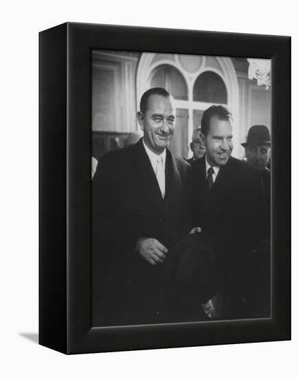 Sen. Lyndon B. Johnson Posing with Vice-President Richard M. Nixon-Hank Walker-Framed Premier Image Canvas