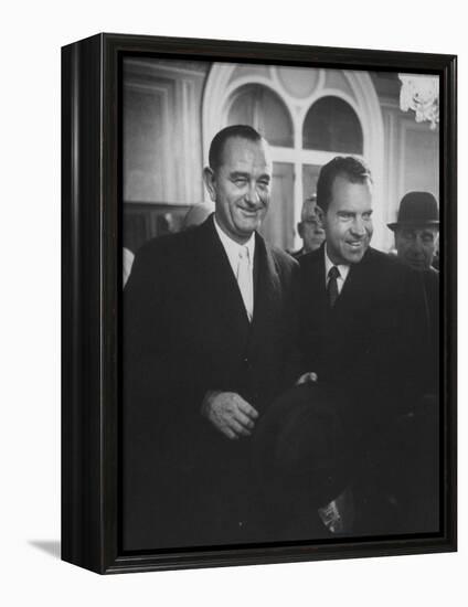 Sen. Lyndon B. Johnson Posing with Vice-President Richard M. Nixon-Hank Walker-Framed Premier Image Canvas