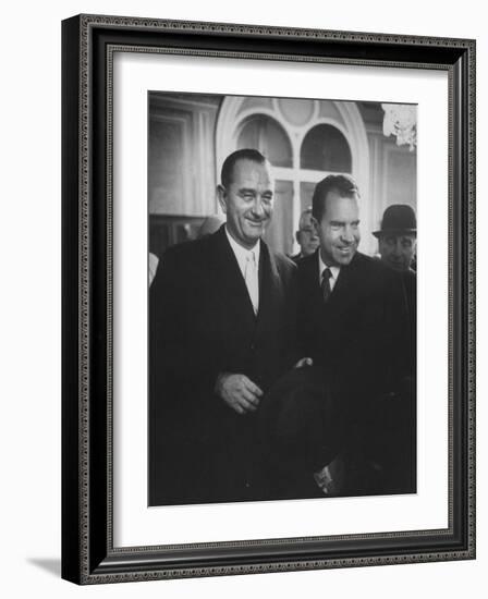 Sen. Lyndon B. Johnson Posing with Vice-President Richard M. Nixon-Hank Walker-Framed Photographic Print