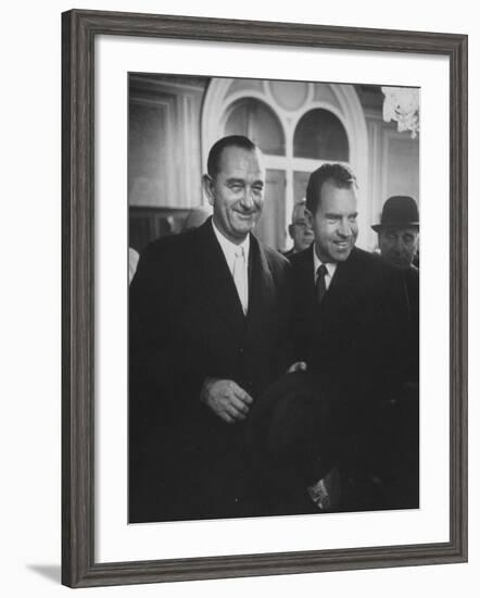 Sen. Lyndon B. Johnson Posing with Vice-President Richard M. Nixon-Hank Walker-Framed Photographic Print