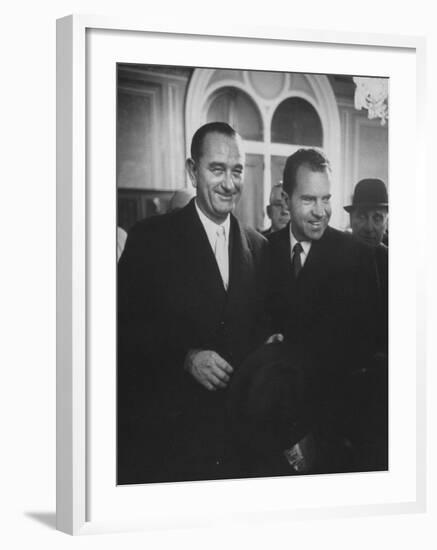 Sen. Lyndon B. Johnson Posing with Vice-President Richard M. Nixon-Hank Walker-Framed Photographic Print