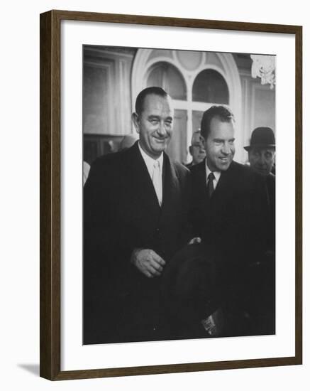 Sen. Lyndon B. Johnson Posing with Vice-President Richard M. Nixon-Hank Walker-Framed Photographic Print