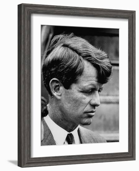 Sen. Robert F. Kennedy Arriving at La Guardia Airport-Loomis Dean-Framed Photographic Print