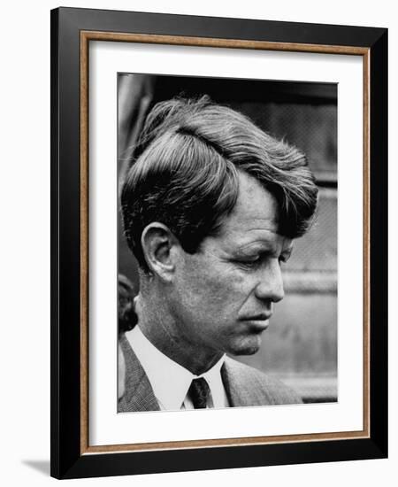 Sen. Robert F. Kennedy Arriving at La Guardia Airport-Loomis Dean-Framed Photographic Print