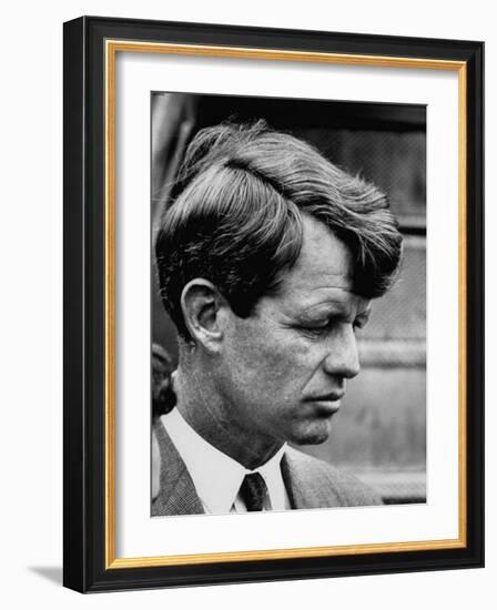 Sen. Robert F. Kennedy Arriving at La Guardia Airport-Loomis Dean-Framed Photographic Print