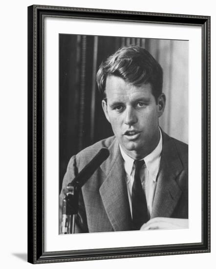 Sen. Robert F. Kennedy Attending a Labor Hearing-Ed Clark-Framed Photographic Print