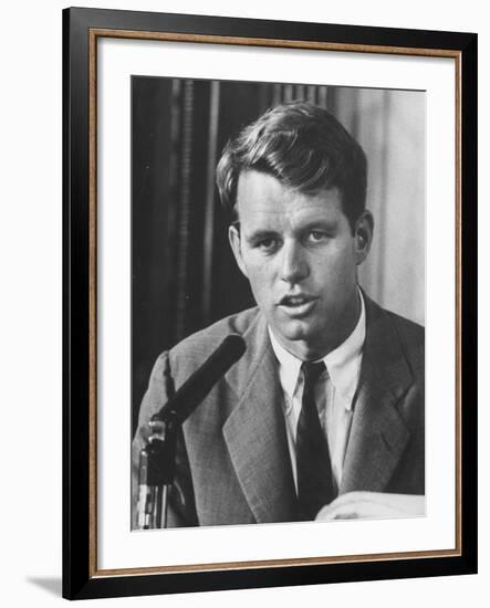 Sen. Robert F. Kennedy Attending a Labor Hearing-Ed Clark-Framed Photographic Print