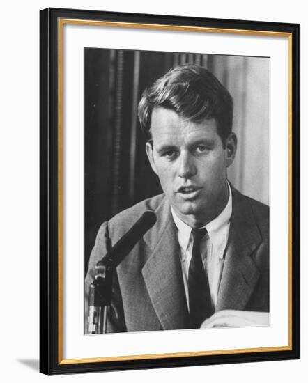 Sen. Robert F. Kennedy Attending a Labor Hearing-Ed Clark-Framed Photographic Print