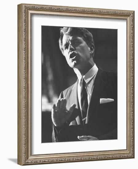 Sen. Robert F. Kennedy Campaigning for Local Democratics in New York State-null-Framed Photographic Print