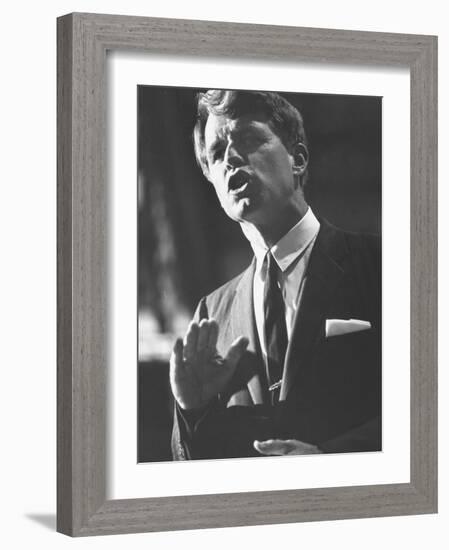 Sen. Robert F. Kennedy Campaigning for Local Democratics in New York State-null-Framed Photographic Print