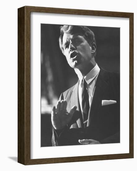 Sen. Robert F. Kennedy Campaigning for Local Democratics in New York State-null-Framed Photographic Print