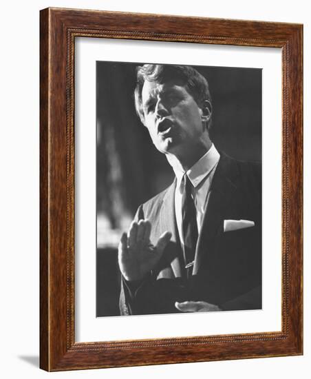 Sen. Robert F. Kennedy Campaigning for Local Democratics in New York State-null-Framed Photographic Print