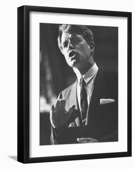 Sen. Robert F. Kennedy Campaigning for Local Democratics in New York State-null-Framed Photographic Print