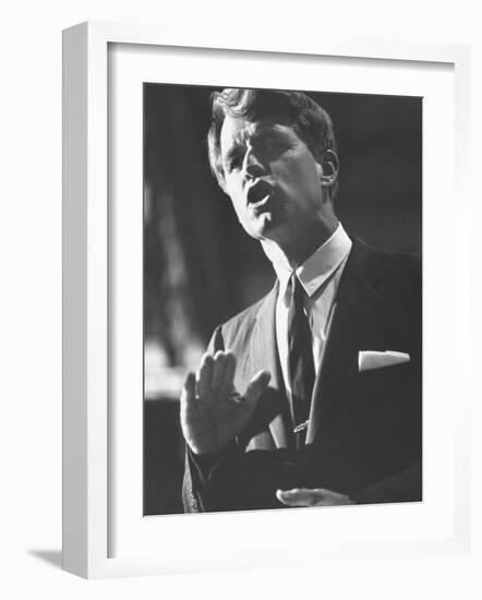 Sen. Robert F. Kennedy Campaigning for Local Democratics in New York State-null-Framed Photographic Print