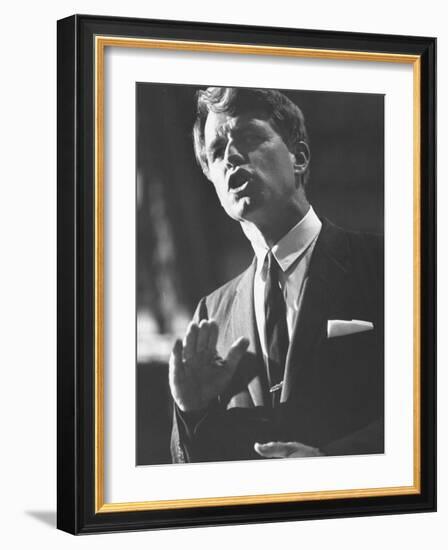 Sen. Robert F. Kennedy Campaigning for Local Democratics in New York State-null-Framed Photographic Print