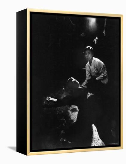 Sen. Robert Kennedy Sprawled Semiconscious in Own Blood on Floor After Being Shot in Brain and Neck-Bill Eppridge-Framed Premier Image Canvas