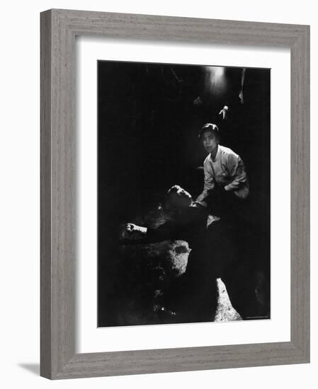 Sen. Robert Kennedy Sprawled Semiconscious in Own Blood on Floor After Being Shot in Brain and Neck-Bill Eppridge-Framed Photographic Print