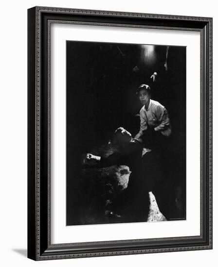 Sen. Robert Kennedy Sprawled Semiconscious in Own Blood on Floor After Being Shot in Brain and Neck-Bill Eppridge-Framed Photographic Print