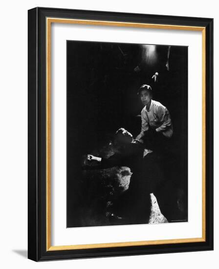 Sen. Robert Kennedy Sprawled Semiconscious in Own Blood on Floor After Being Shot in Brain and Neck-Bill Eppridge-Framed Photographic Print