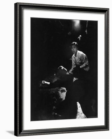 Sen. Robert Kennedy Sprawled Semiconscious in Own Blood on Floor After Being Shot in Brain and Neck-Bill Eppridge-Framed Photographic Print