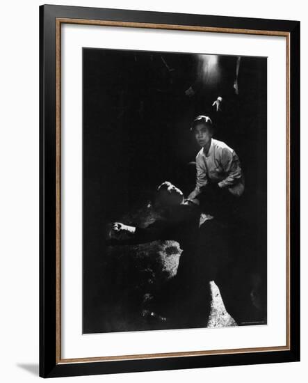 Sen. Robert Kennedy Sprawled Semiconscious in Own Blood on Floor After Being Shot in Brain and Neck-Bill Eppridge-Framed Photographic Print