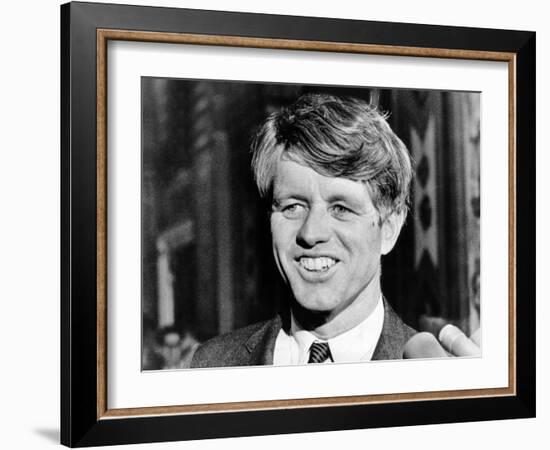 Sen Robert Kennedy Talking with Reporters on This 42nd Birthday, Nov 20, 1967-null-Framed Photo