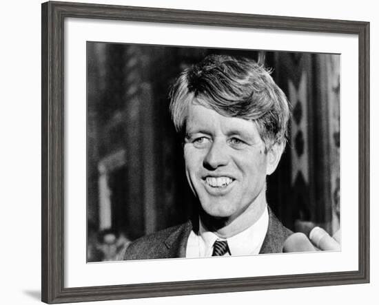 Sen Robert Kennedy Talking with Reporters on This 42nd Birthday, Nov 20, 1967-null-Framed Photo