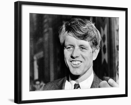 Sen Robert Kennedy Talking with Reporters on This 42nd Birthday, Nov 20, 1967-null-Framed Photo