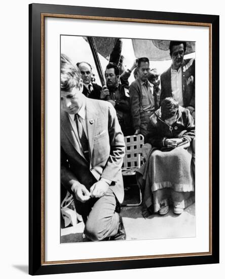 Sen Robert Kennedy Worships with Cesar Chavez-null-Framed Photo