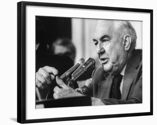 Sen. Sam Ervin Questioning Witness During Watergate Hearings-Gjon Mili-Framed Photographic Print