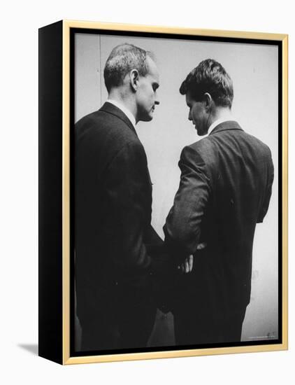 Sen. William Proxmire Talking with Robert F. Kennedy-Hank Walker-Framed Premier Image Canvas
