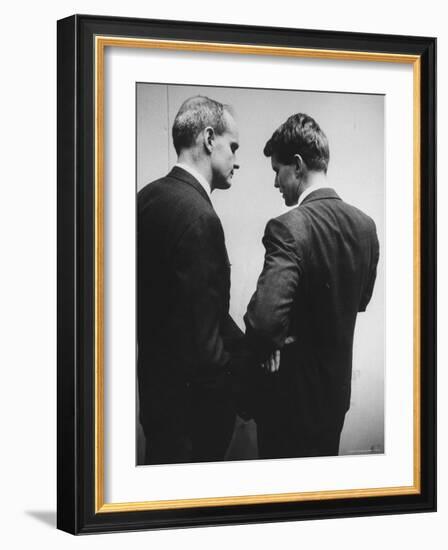 Sen. William Proxmire Talking with Robert F. Kennedy-Hank Walker-Framed Premium Photographic Print