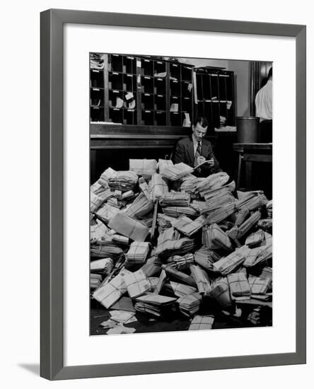 Senate Post Office Filling Up with Letters from Constituents on the Neutrality Issue-David Scherman-Framed Photographic Print