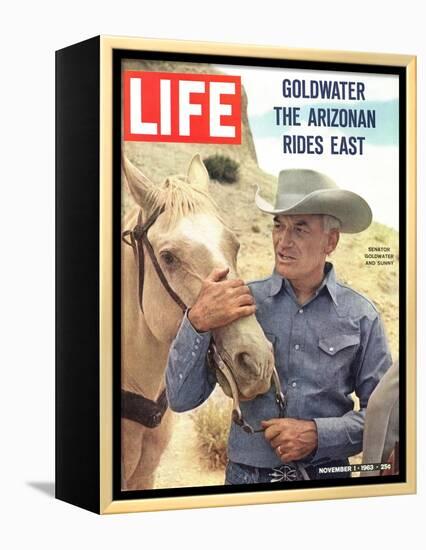 Senator Barry Goldwater with Horse, November 1, 1963-Leonard Mccombe-Framed Premier Image Canvas
